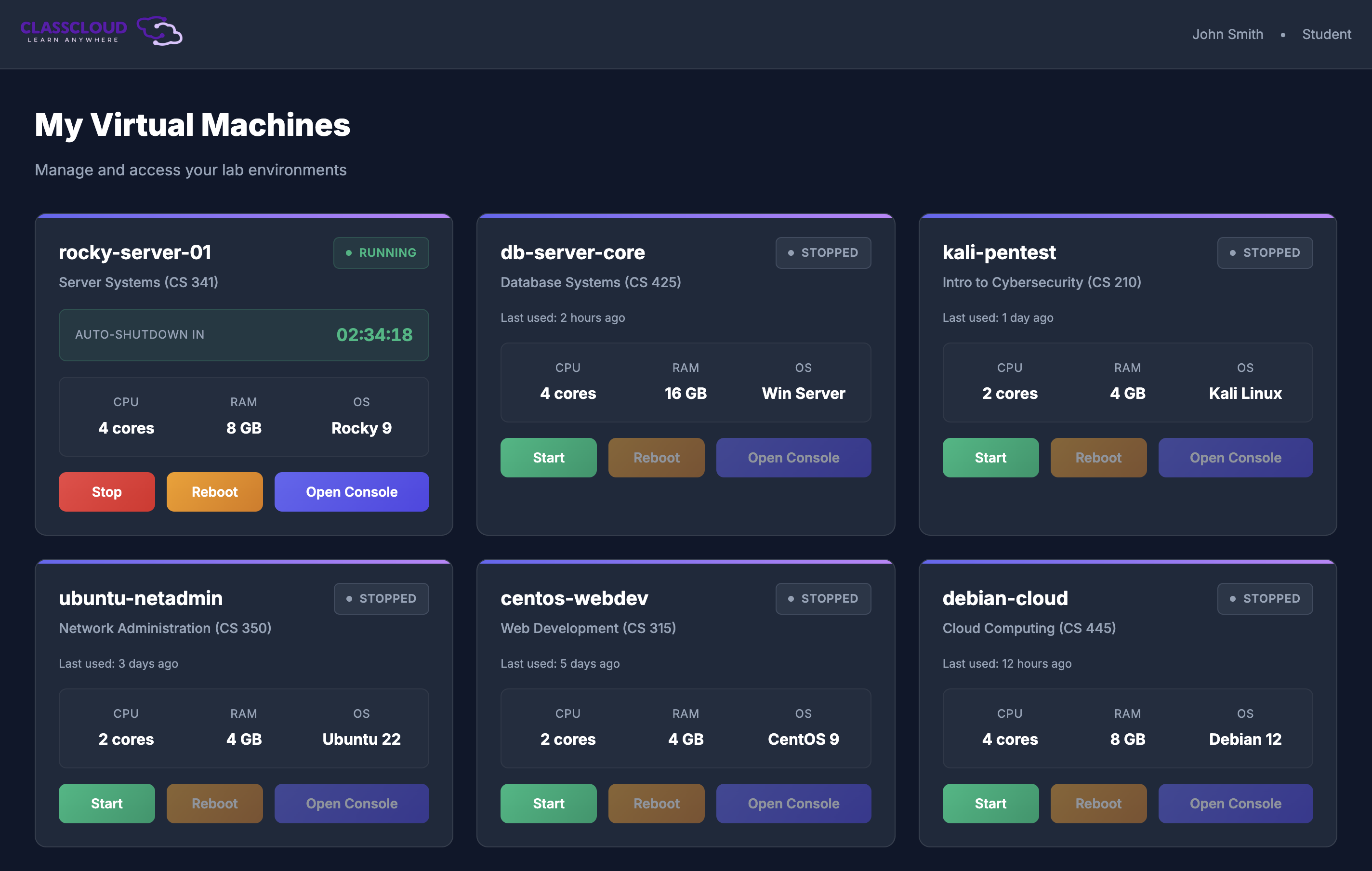 ClassCloud Dashboard on Desktop